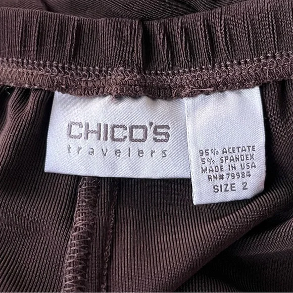•Chico's Travelers• Dark Brown Wide Leg Pants -Size Large - Picture 2 of 6